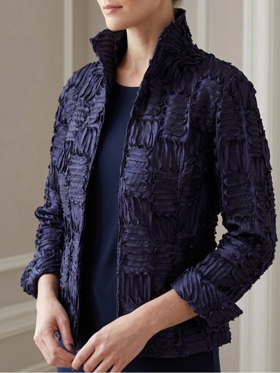 Samuel Dong Jackets & Blazers - Samuel Dong Lagenlook 3D Ribbon Texture Jacket Avant Garde Purple Navy Large MOG